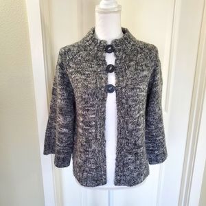 Women's Black and White Heathered Cardigan